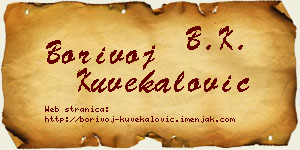Borivoj Kuvekalović vizit kartica